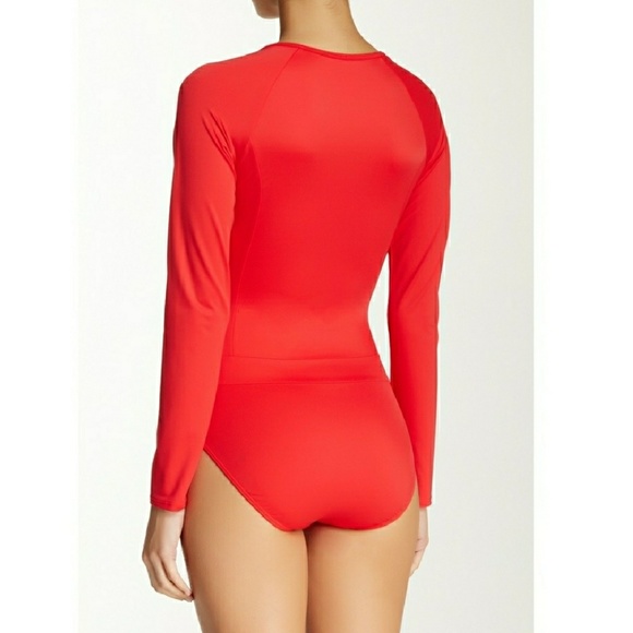 SPANX Long Sleeve Slimming Swimsuit Red - Picture 2 of 12